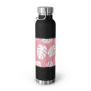 "Red Monstera" Copper Insulated Bottle with cap, 22oz