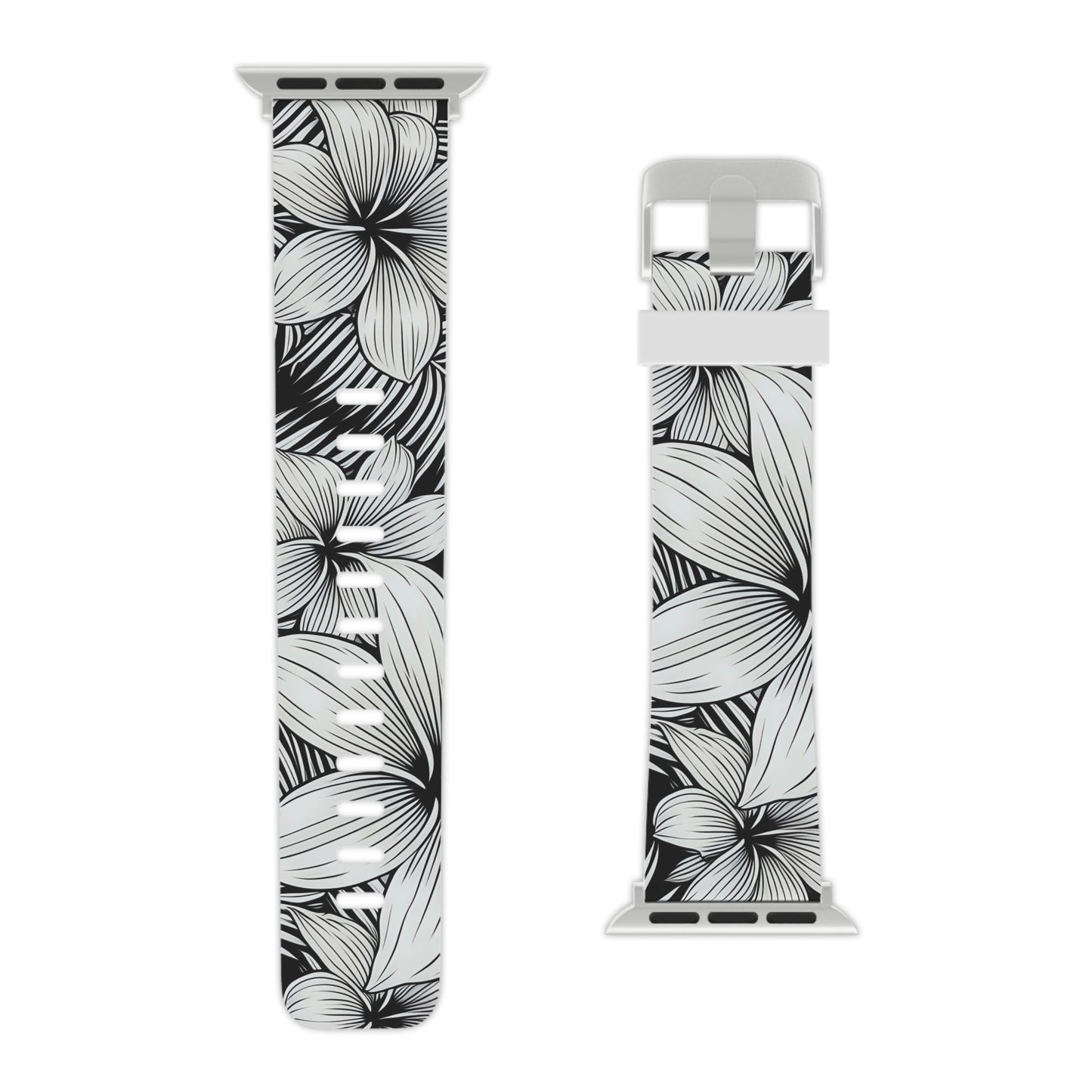 "The Plumeria" - Black and White Watch Band for Apple Watch