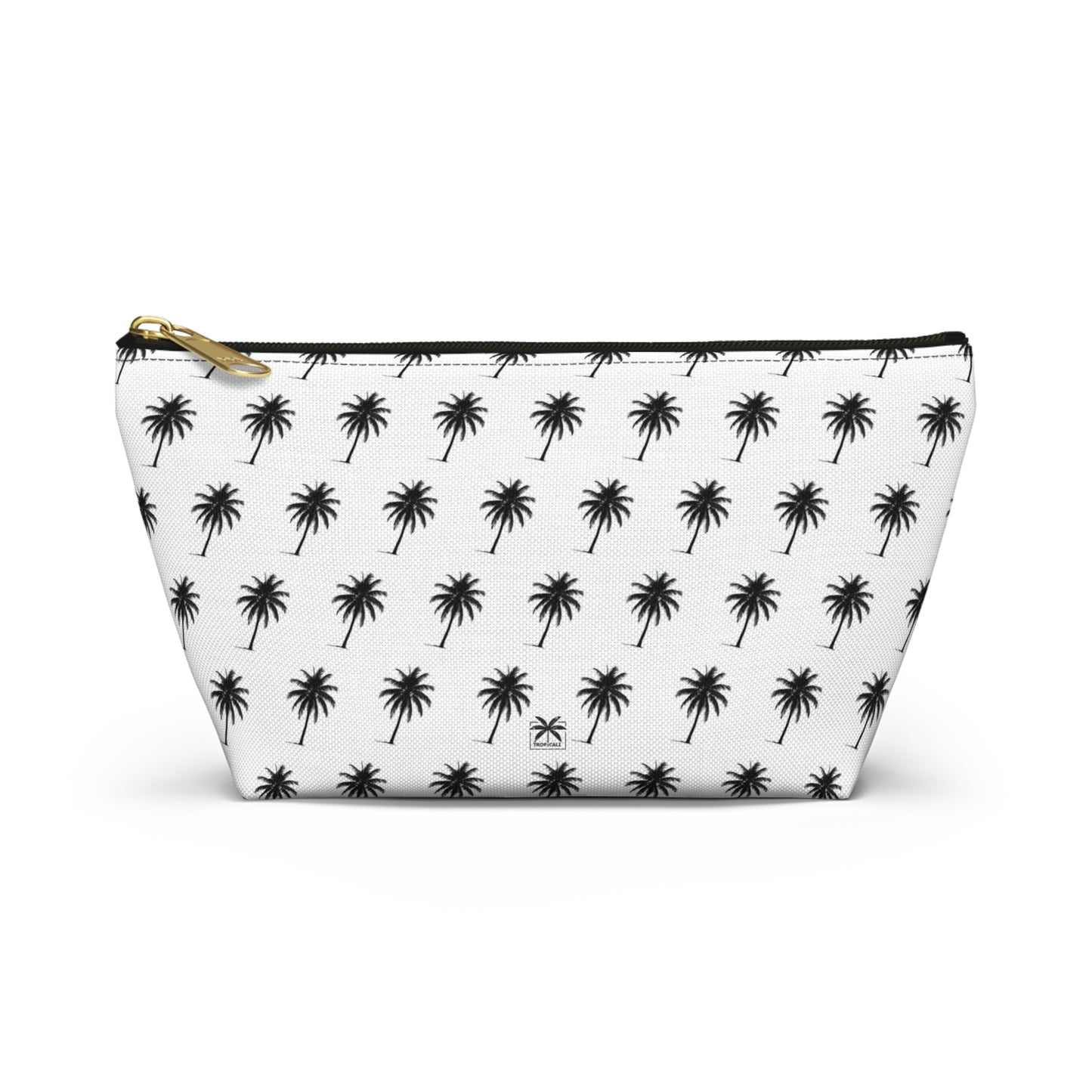 "Swaying Palms" Accessory Pouch w T-bottom - Black and White