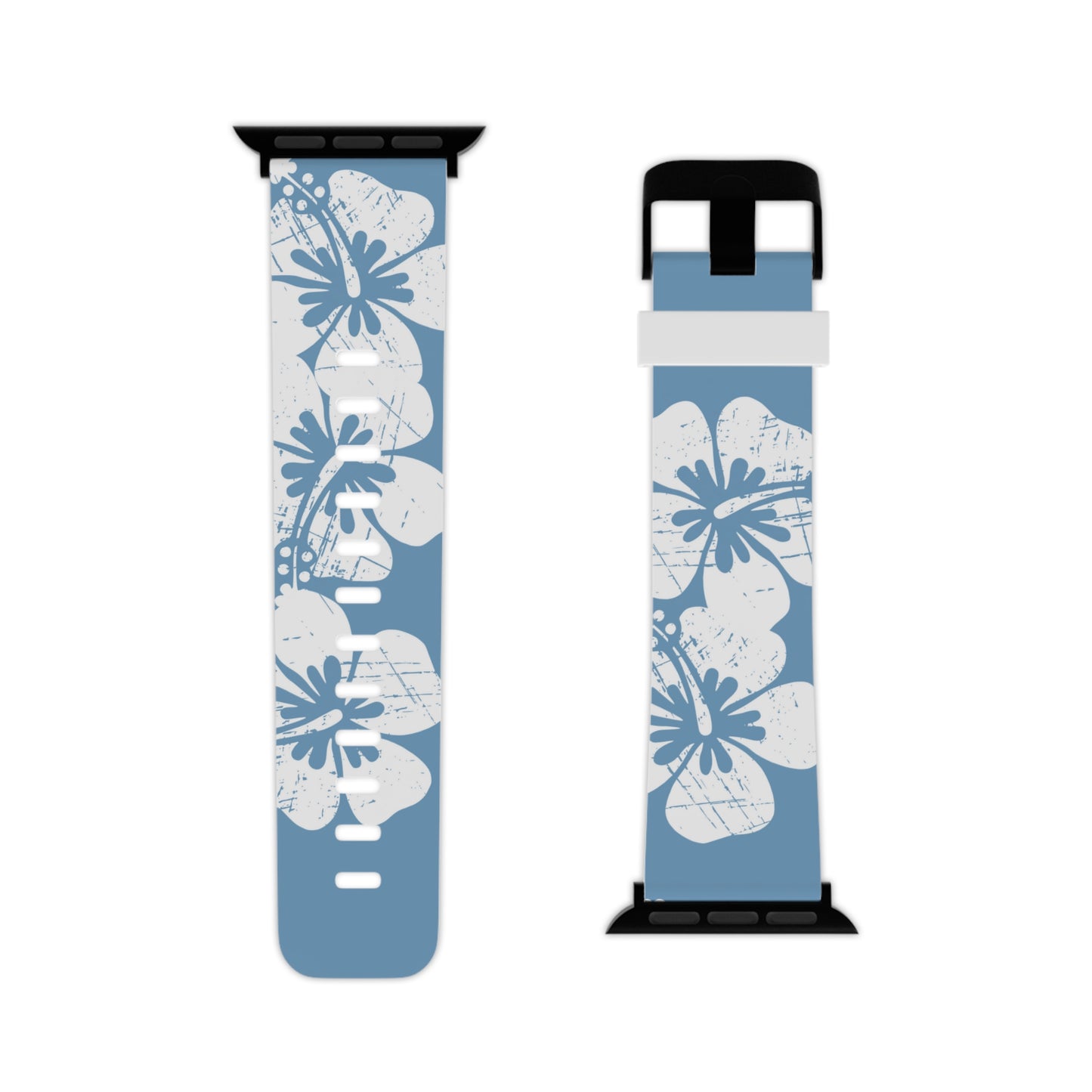 "The Classic Hibiscus" - Distressed Blue Watch Band for Apple Watch