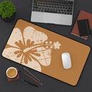 "Classic Hibiscus " Desk Mat - Distressed Brown