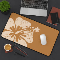 "Classic Hibiscus " Desk Mat - Distressed Brown