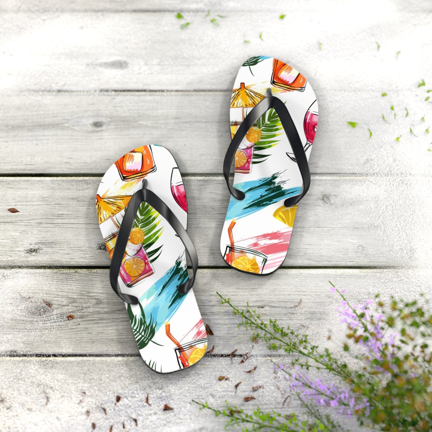 "Tropical Refreshments" Flip Flops