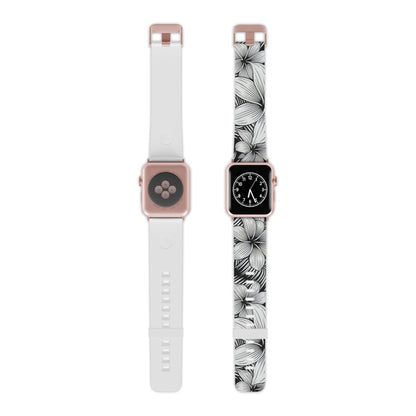 "The Plumeria" - Black and White Watch Band for Apple Watch