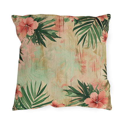 "Hibiscus in Watercolors" Outdoor Pillow