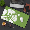 "The Classic Hibiscus" Desk Mat - Distressed Green