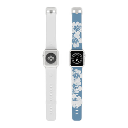 "The Classic Hibiscus" - Distressed Blue Watch Band for Apple Watch