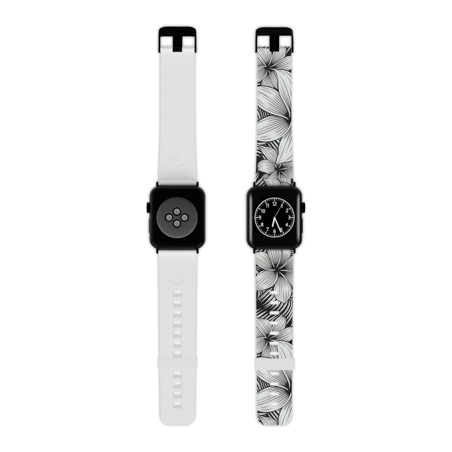 "The Plumeria" - Black and White Watch Band for Apple Watch