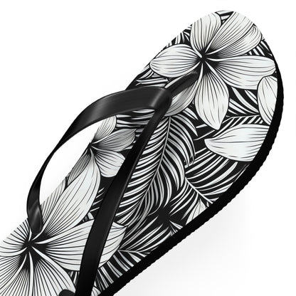 "The Plumeria" Flip Flop - Black and White