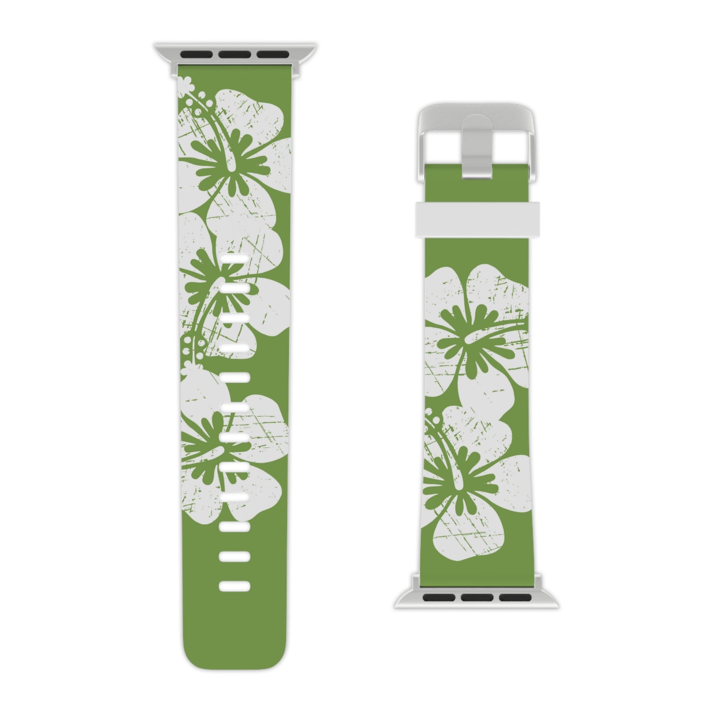 "The Classic Hibiscus" - Distressed Green Watch Band for Apple Watch