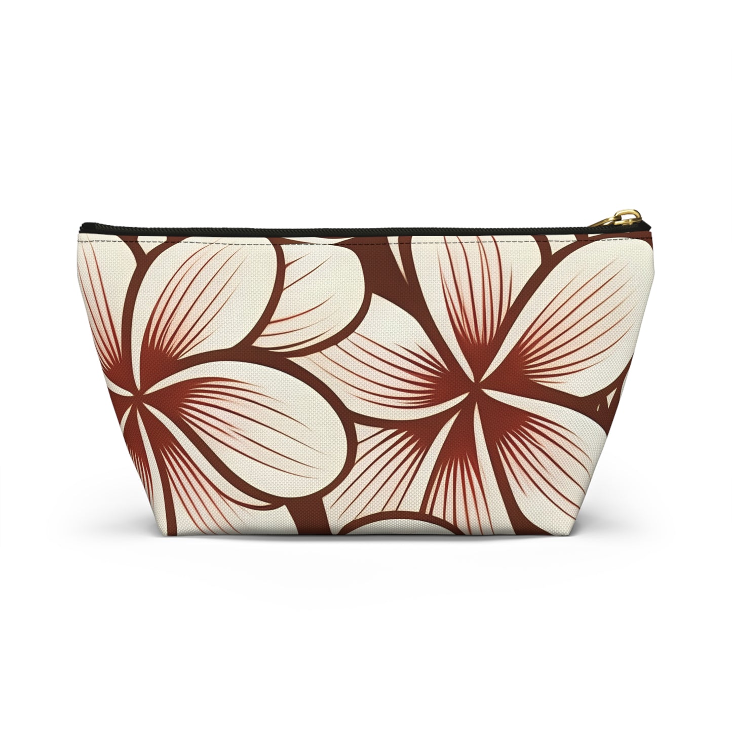 "The Plumeria" Accessory Pouch w T-bottom - Mono Red