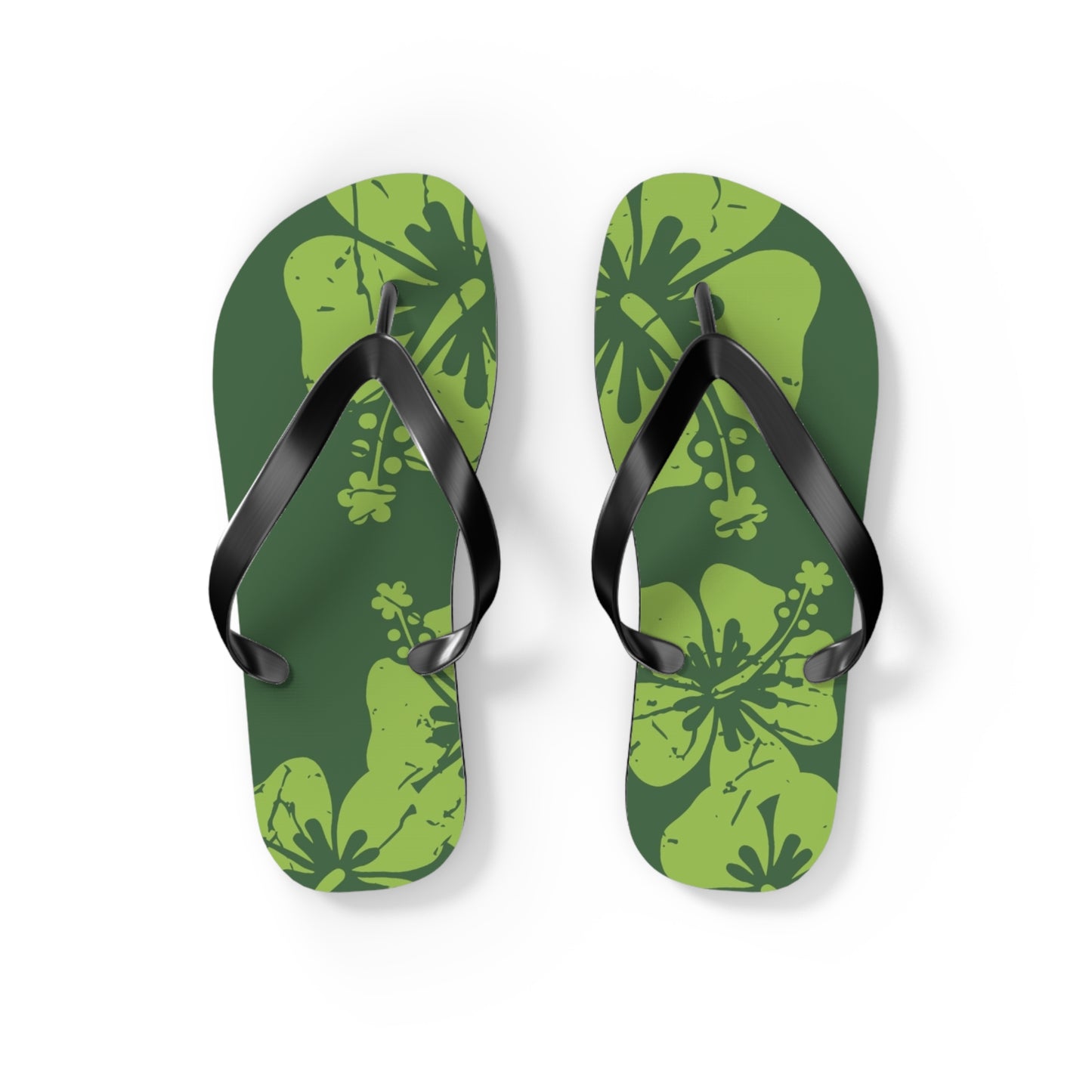 " The Classic Hibiscus" Flip Flop - Distressed Green