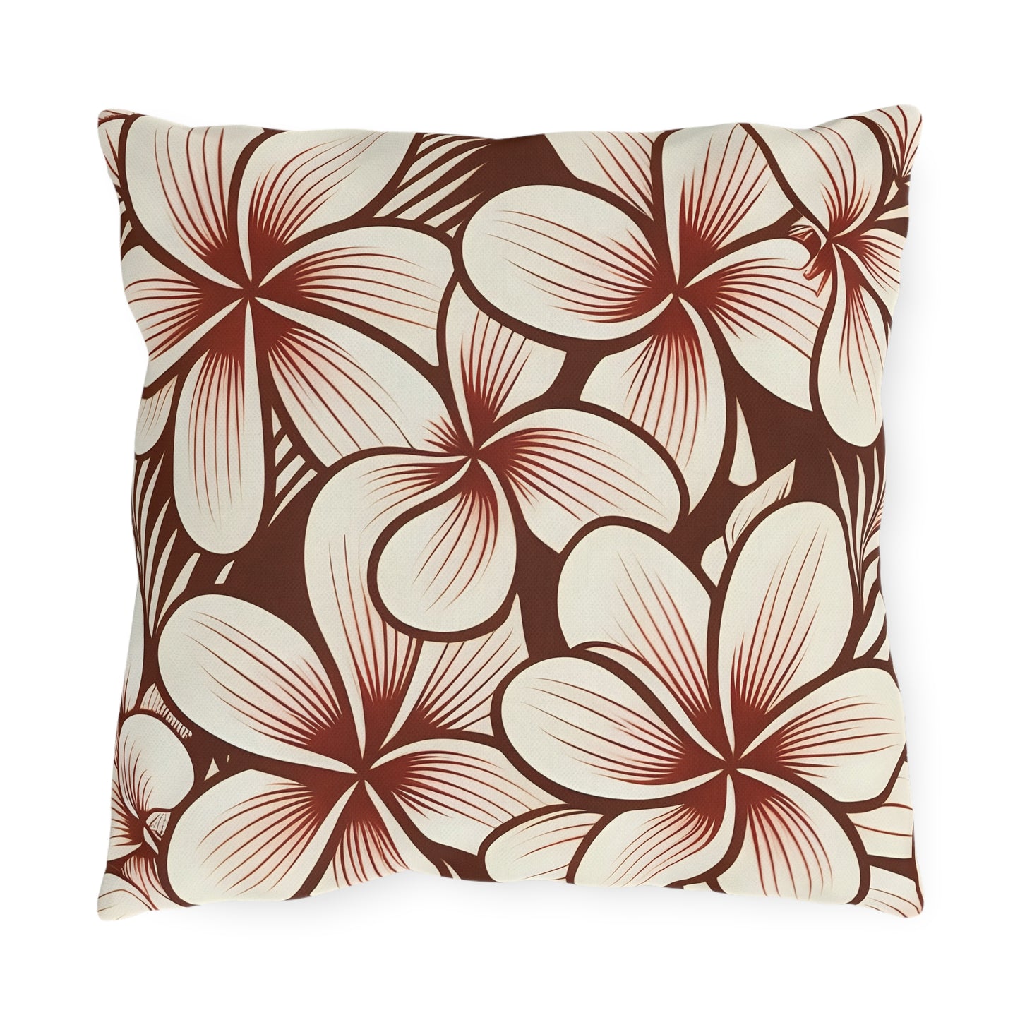 "The Plumeria" Outdoor Pillow - Mono Red