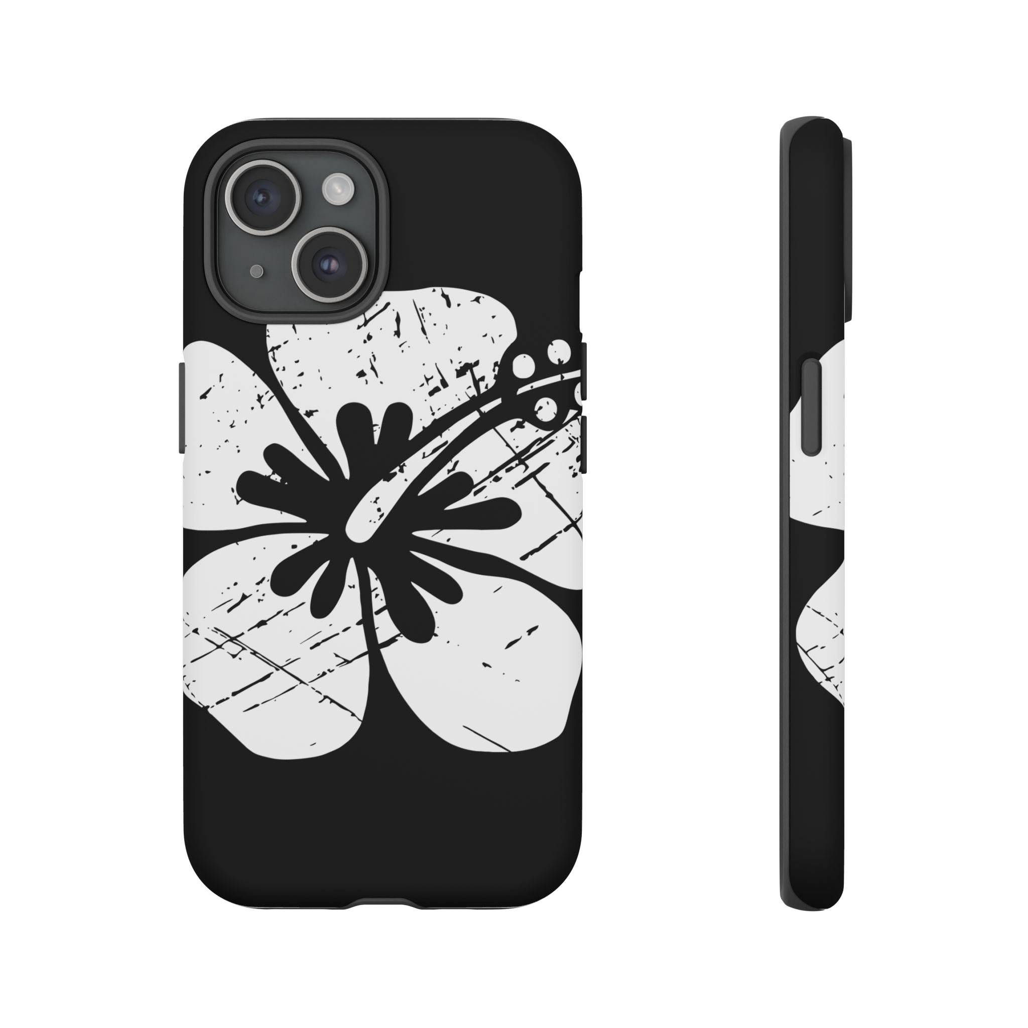"The Classic Hibiscus" Phone Cover - Distressed Black