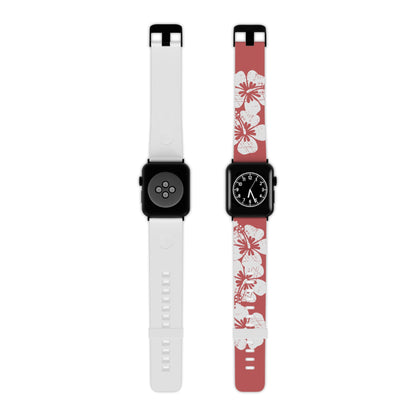 "The Classic Hibiscus" - Distressed  Red Watch Band for Apple Watch