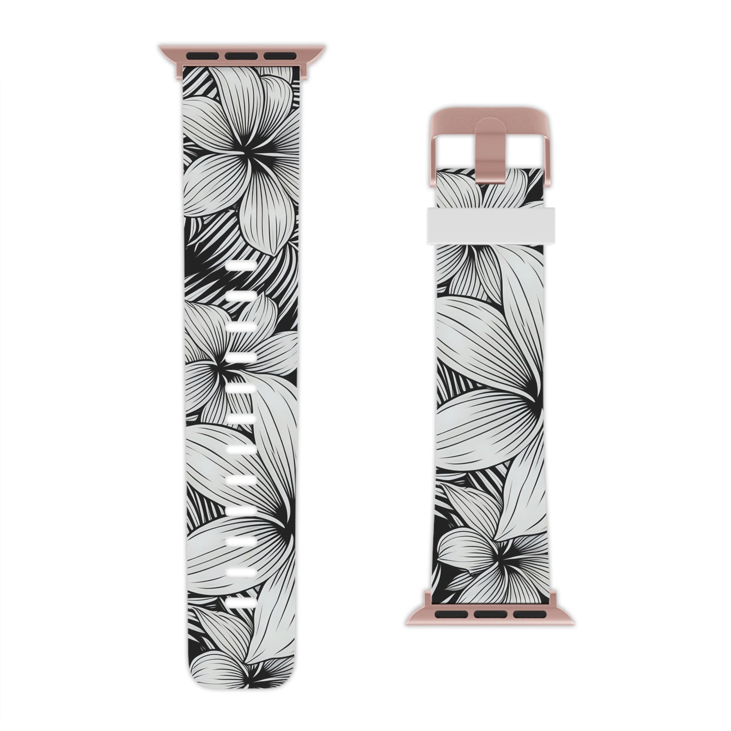 "The Plumeria" - Black and White Watch Band for Apple Watch