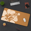"Classic Hibiscus " Desk Mat - Distressed Brown