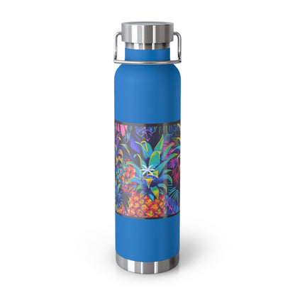 "Neon Pineapple" Copper Insulated Bottle with cap, 22oz