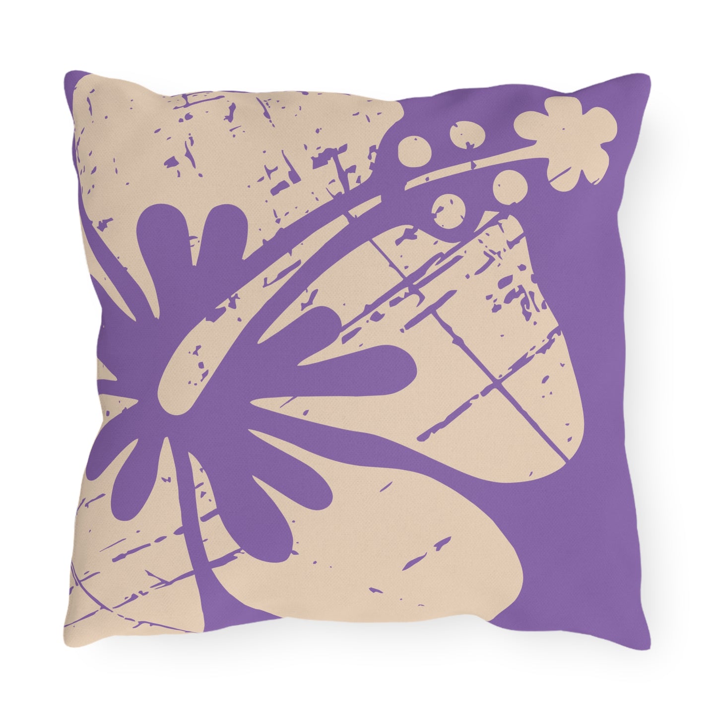 "The Classic Hibiscus" Outdoor Pillow - Distressed Ube Purple