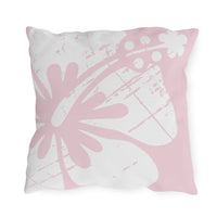 "The Classic Hibiscus" Outdoor Pillow - Distressed Pink