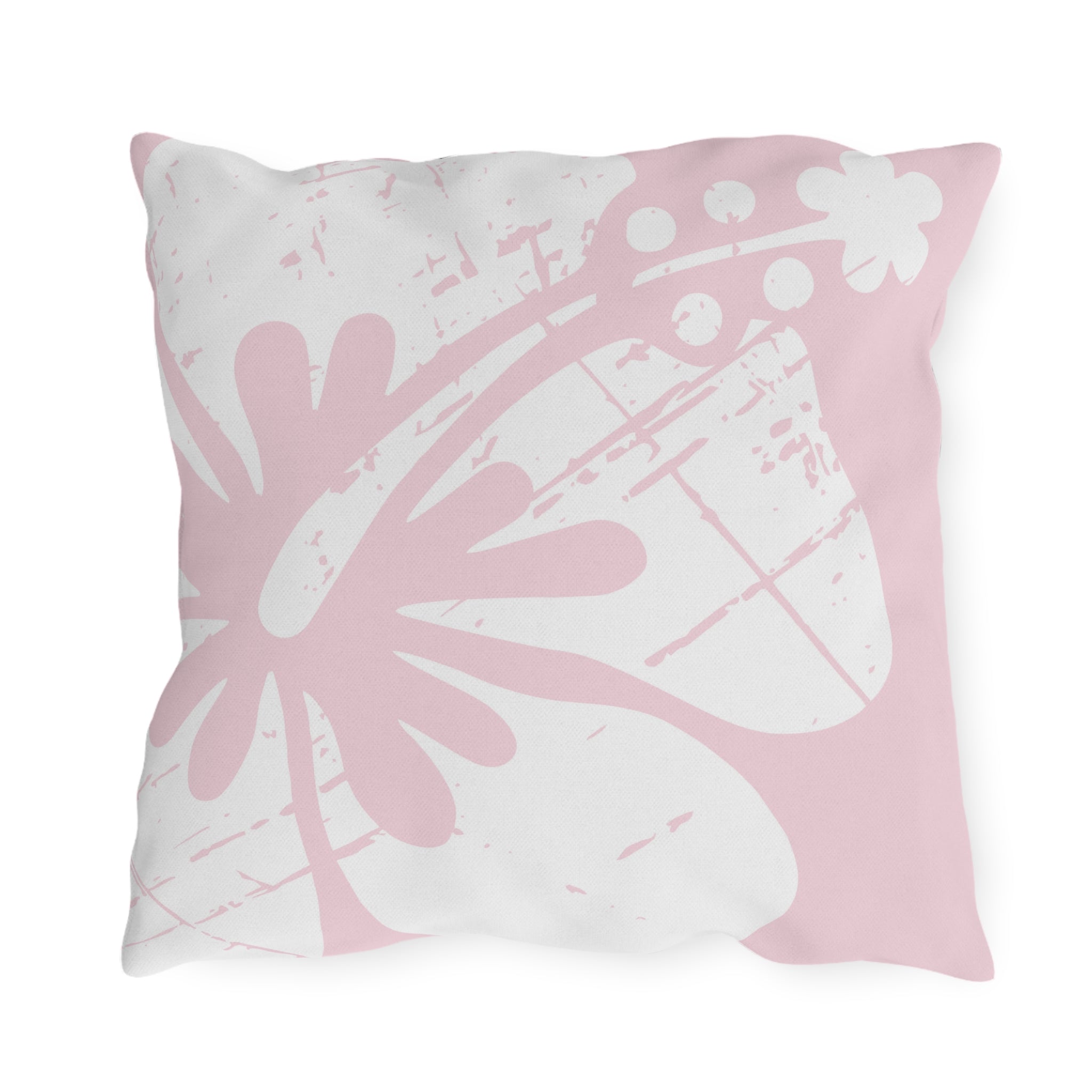"The Classic Hibiscus" Outdoor Pillow - Distressed Pink