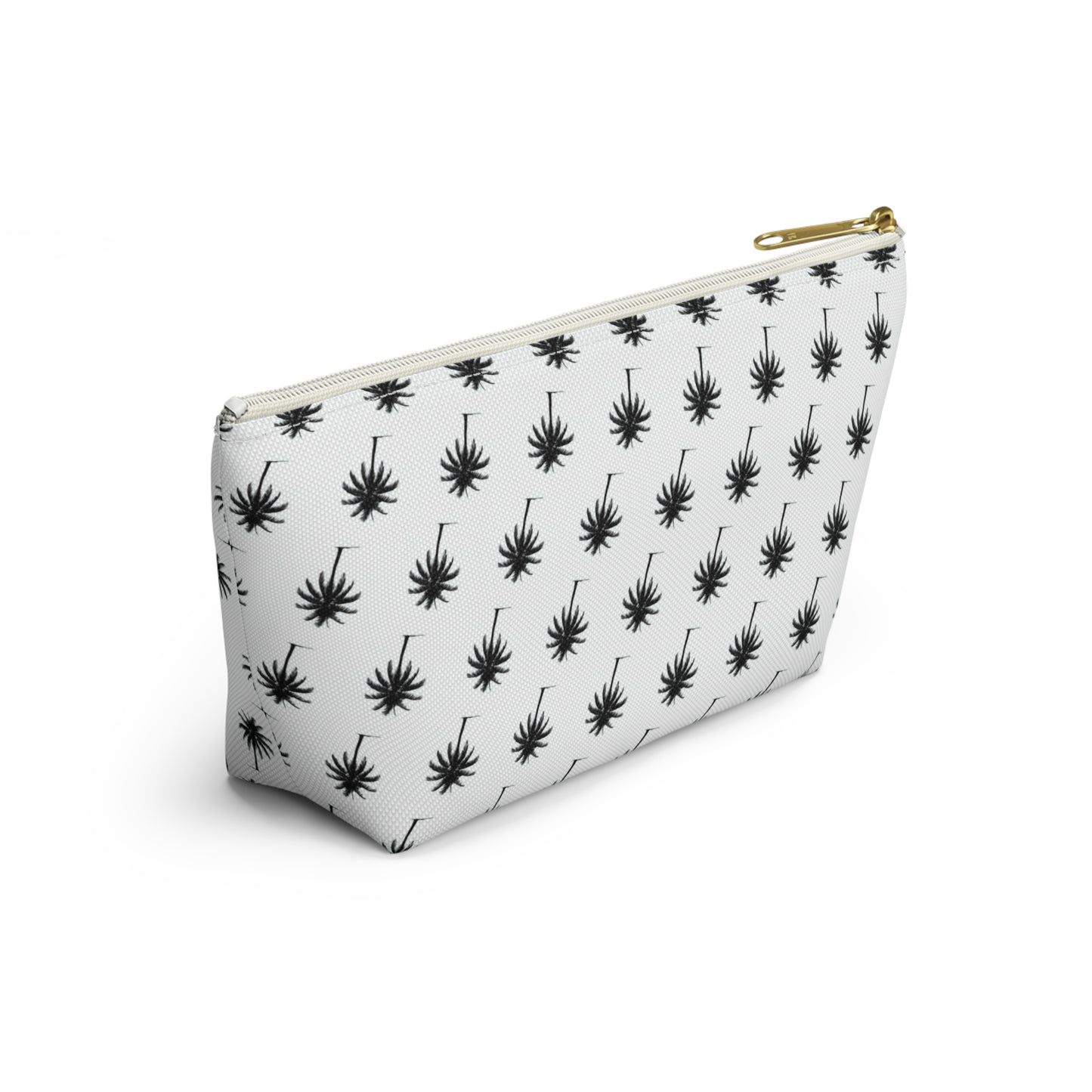 "Swaying Palms" Accessory Pouch w T-bottom - Black and White