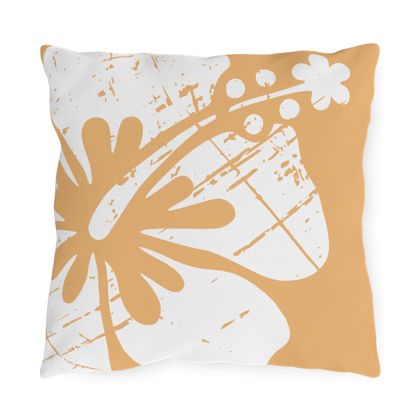 "The Classic Hibiscus" Outdoor Pillow - Distressed Orange