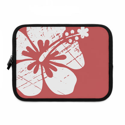 "The Classic Hibiscus" Laptop Sleeve - Distressed Red