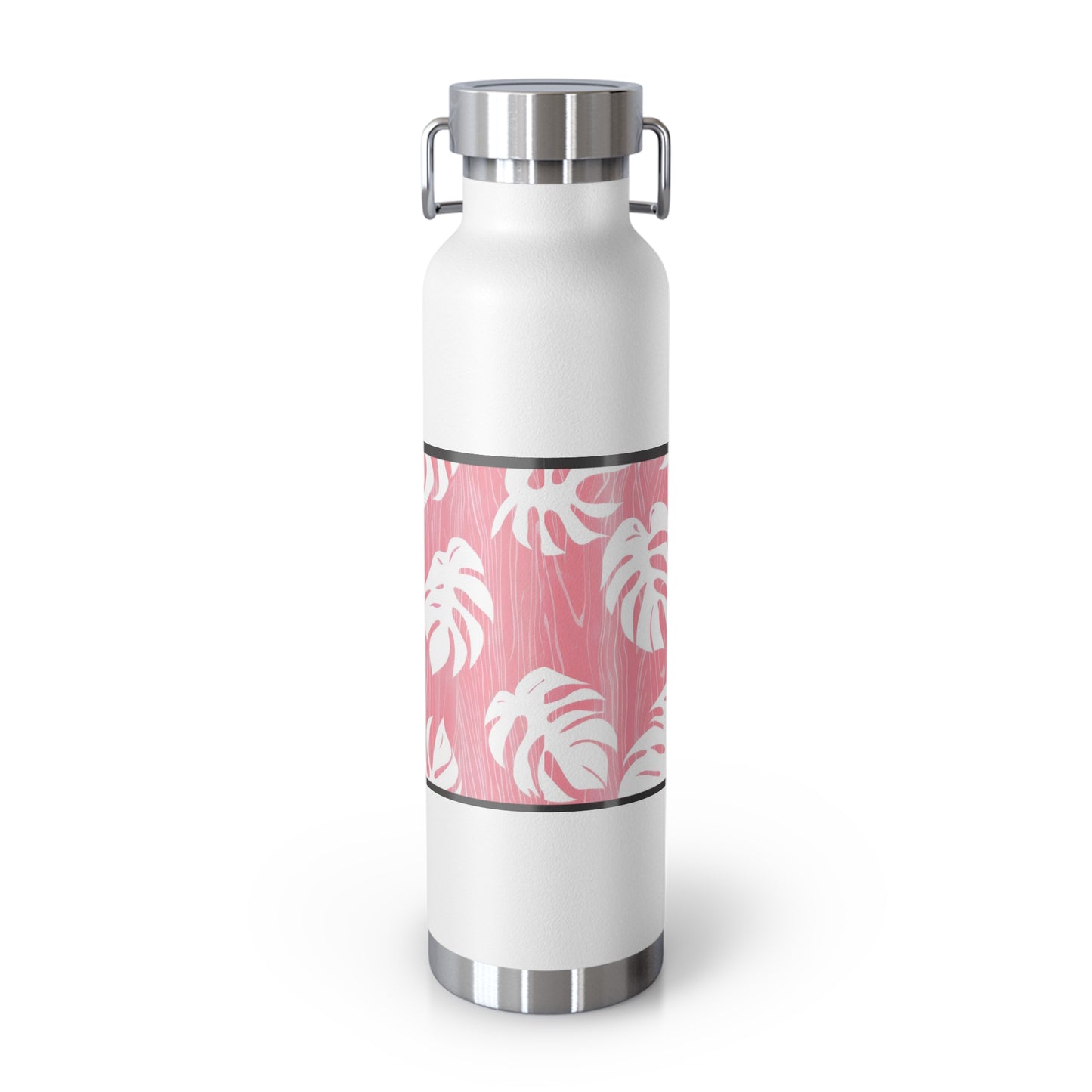 "Red Monstera" Copper Insulated Bottle with cap, 22oz