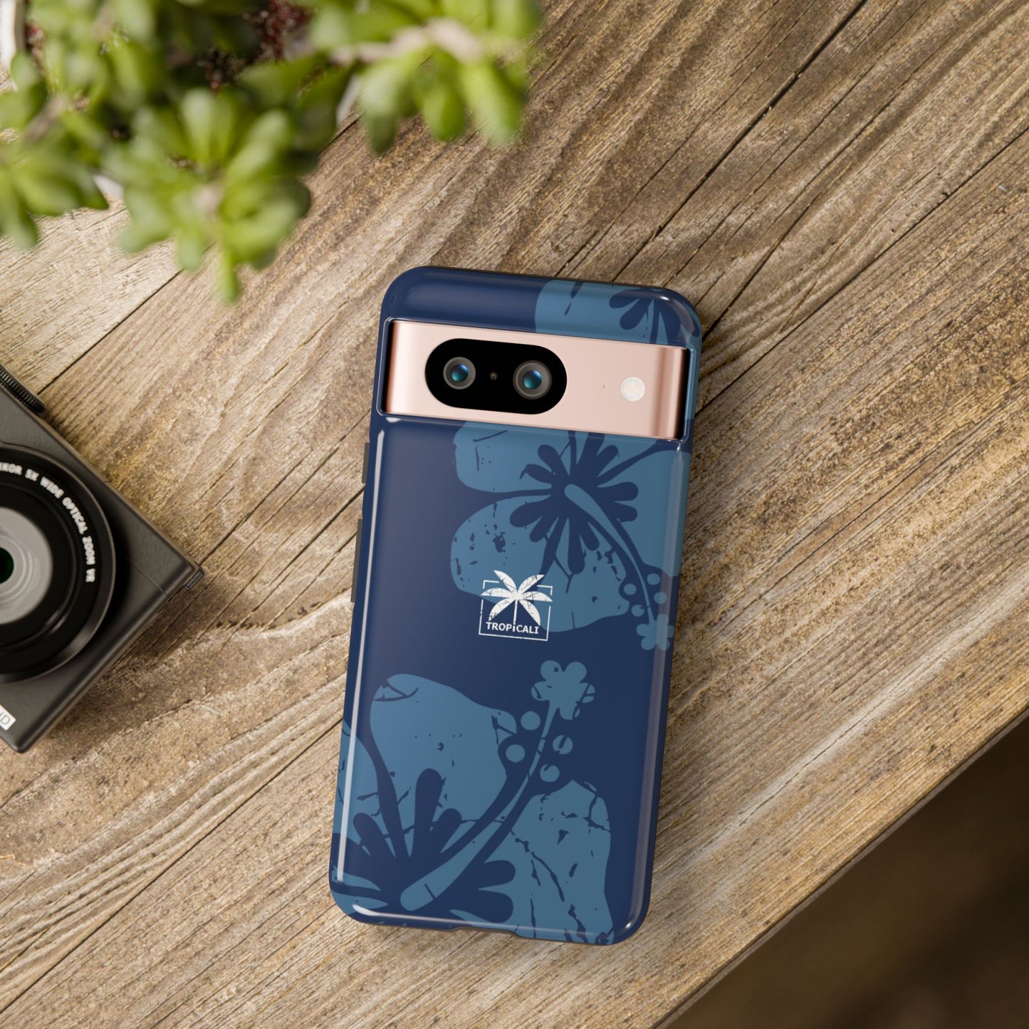 "The Classic Hibiscus" Phone Cover - Distressed Blue