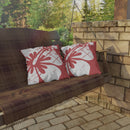 "The Classic Hibiscus" Outdoor Pillow - Distressed Red