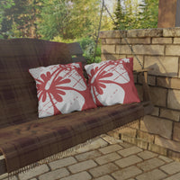 "The Classic Hibiscus" Outdoor Pillow - Distressed Red