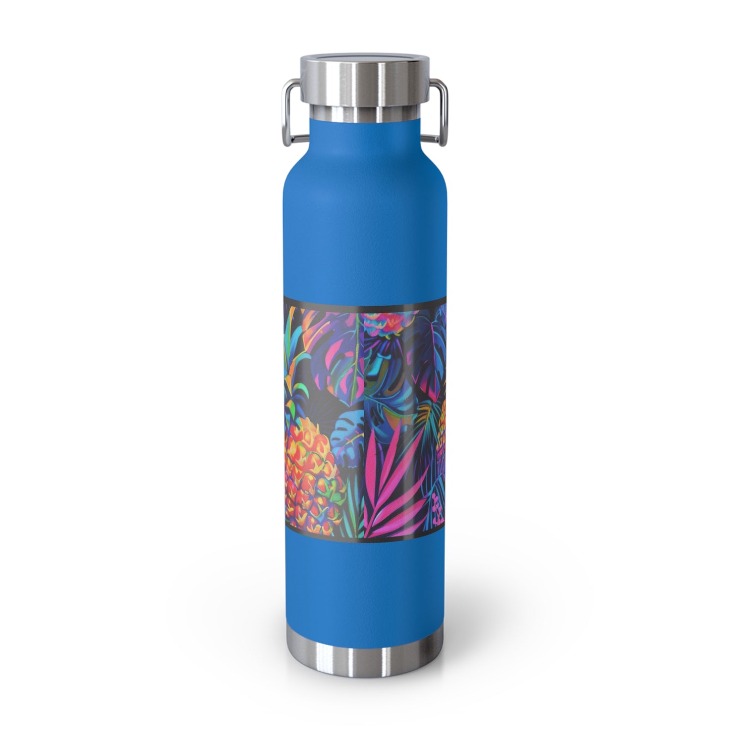 "Neon Pineapple" Copper Insulated Bottle with cap, 22oz