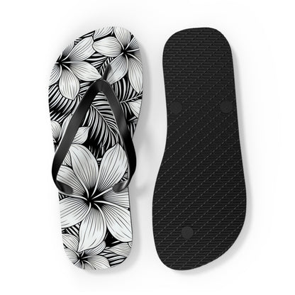 "The Plumeria" Flip Flop - Black and White