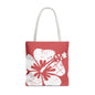 "The Classic Hibiscus" Tote Bag - Distressed Red