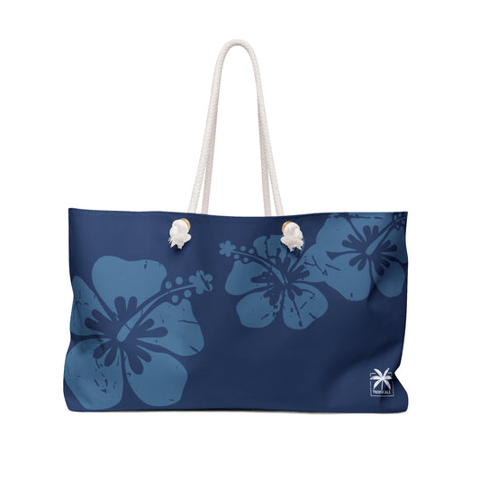 "The Classic Hibiscus" Beach Bag - Distressed Blue