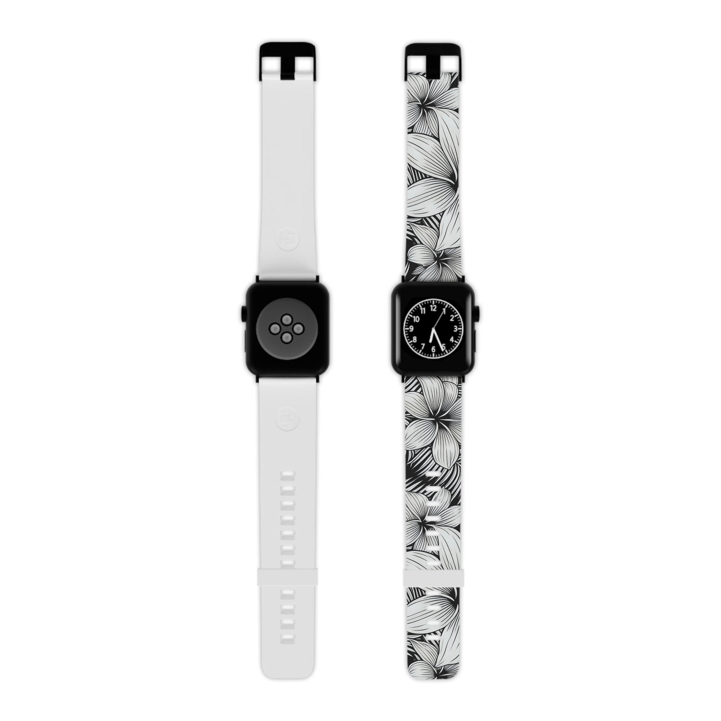 "The Plumeria" - Black and White Watch Band for Apple Watch