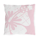 "The Classic Hibiscus" Outdoor Pillow - Distressed Pink
