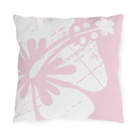"The Classic Hibiscus" Outdoor Pillow - Distressed Pink