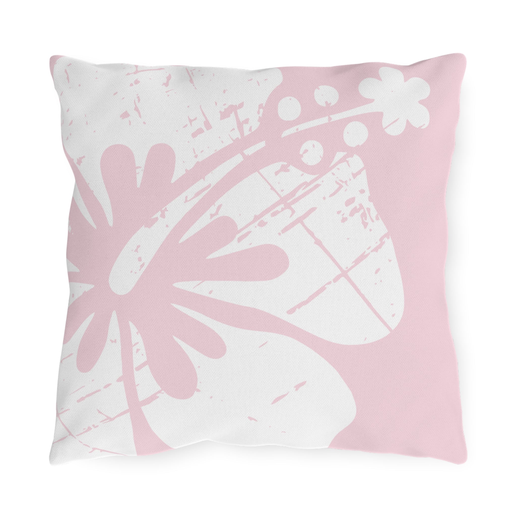 "The Classic Hibiscus" Outdoor Pillow - Distressed Pink