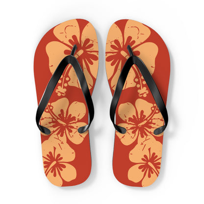 " The Classic Hibiscus" Flip Flop - Distressed Orange