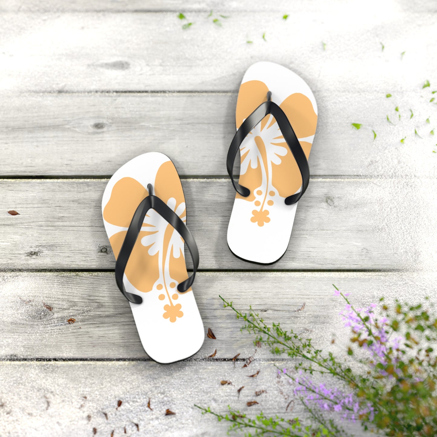 "Orange Hibiscus" Flip Flops