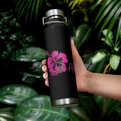 Aloha Hibiscus Copper Insulated Bottle with cap, 22oz