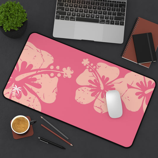 "The Classic Hibiscus" Flip Flop  Desk Mat - Distressed Pink