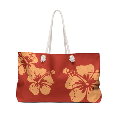 "The Classic Hibiscus" Beach Bag - Distressed Orange