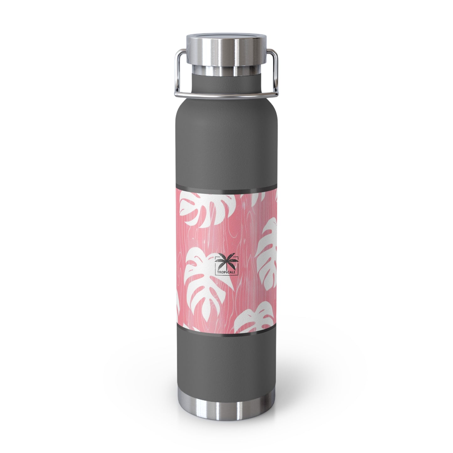 "Red Monstera" Copper Insulated Bottle with cap, 22oz