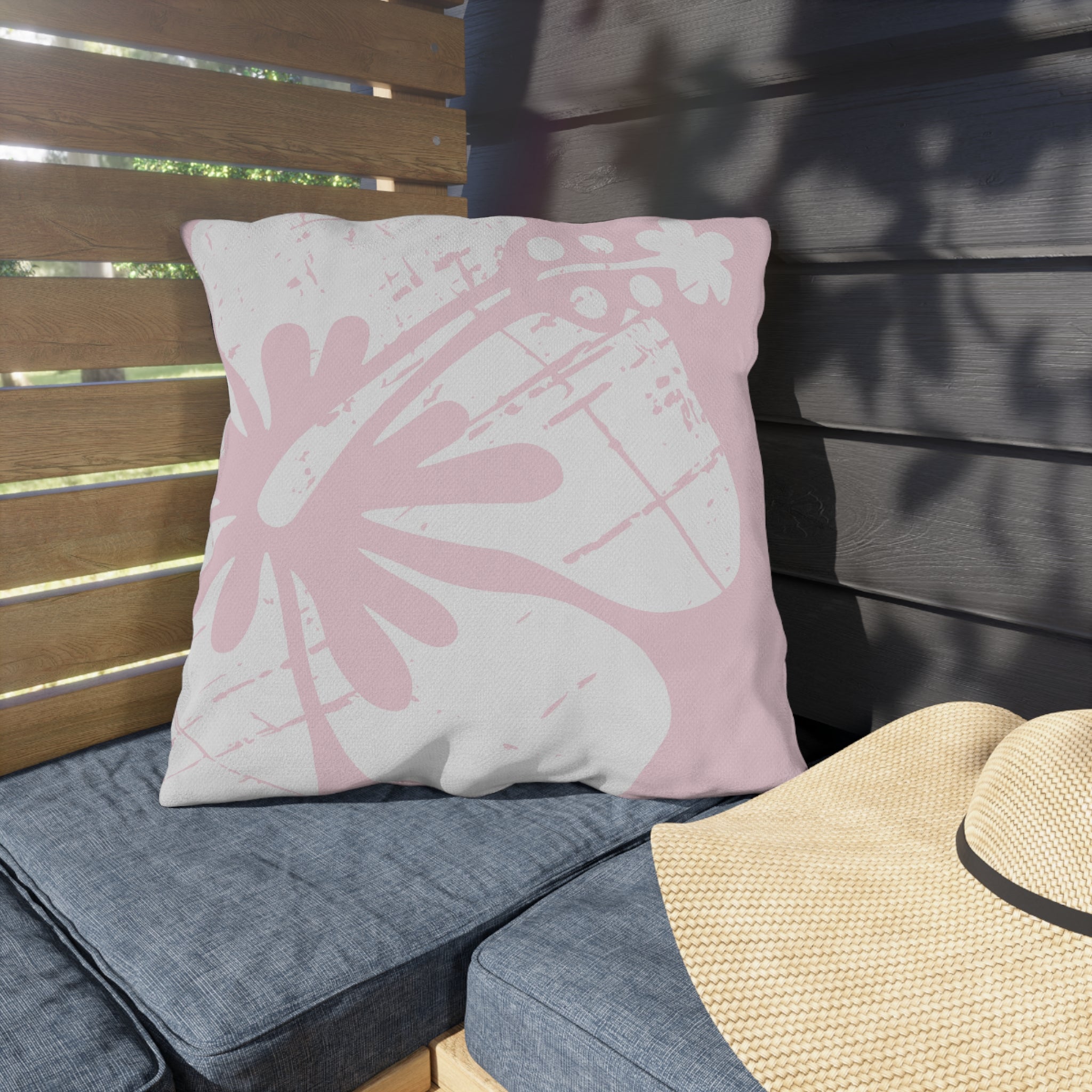 "The Classic Hibiscus" Outdoor Pillow - Distressed Pink