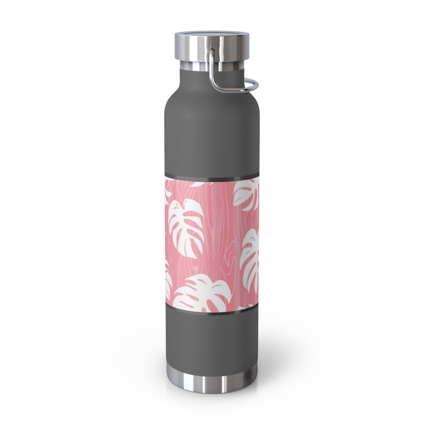 "Red Monstera" Copper Insulated Bottle with cap, 22oz