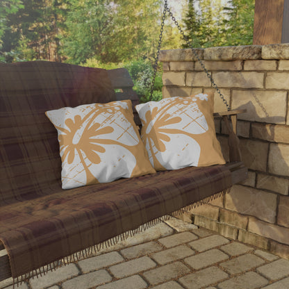 "The Classic Hibiscus" Outdoor Pillow - Distressed Orange