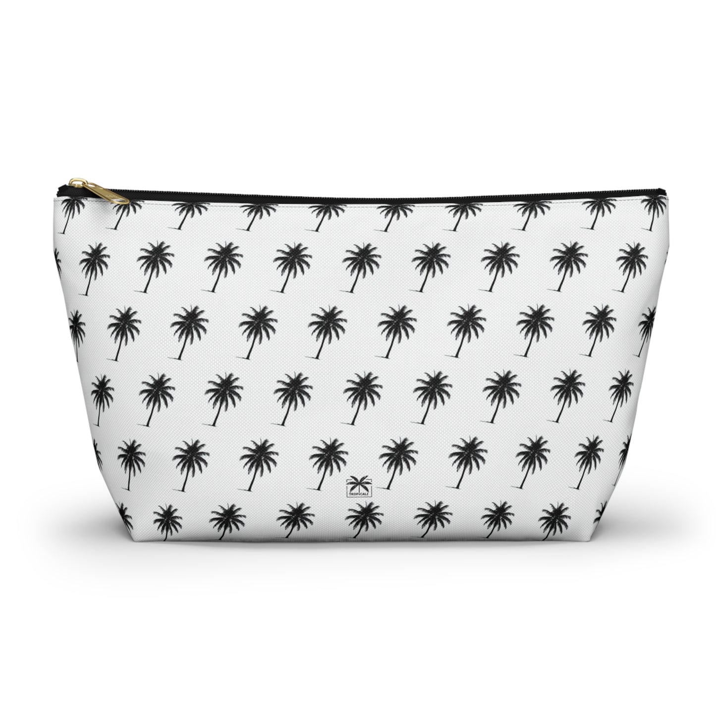 "Swaying Palms" Accessory Pouch w T-bottom - Black and White